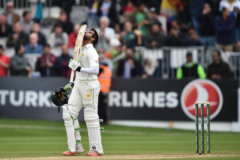 MALAHIDE, IRELAND - MAY 15: Imam ul-Haq of Pakistan kisses his bat after scoring the winning run on the fifth day of the international test cricket match between Ireland and Pakistan on May 15, 2018 in Malahide, Ireland. (Photo by Charles McQuillan/Getty Images)