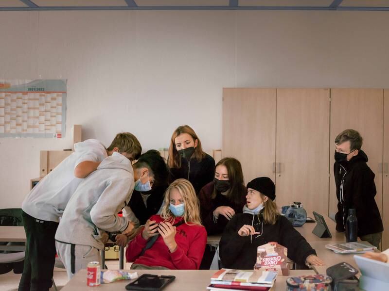 Students in a class in Goppel's series 'Between the Years'. Photo: Valentin Goppel