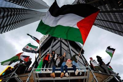 Pro-Palestinian demonstrators in Toronto, capital of Canada's Ontario province. AFP
