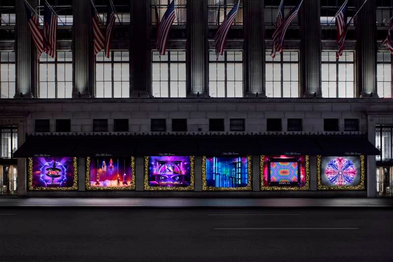 A view of the Saks windows from the opposite side of Fifth Avenue in New York. Photo: Luis Guillen