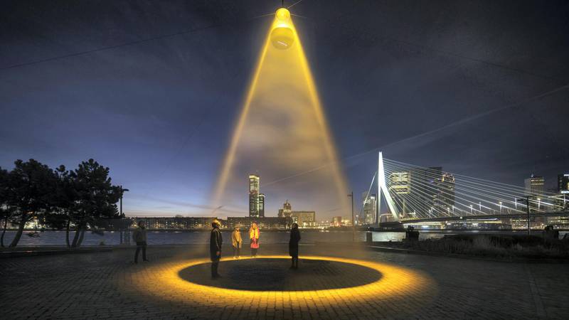 Daan Roosegaarde's Urban Sun installation debuted in Rotterdam on Tuesday, March 2. Courtesy Studio Roosegaarde