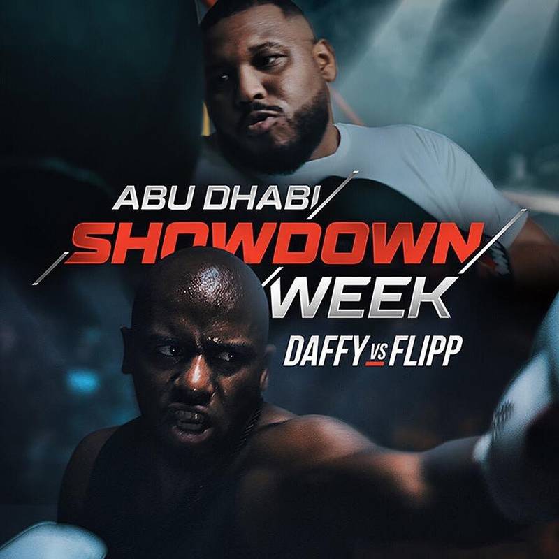 L-R Kuwait's Daffy and Bahraini rapper Flipperaci team up to sing the Abu Dhabi Showdown Week Anthem.