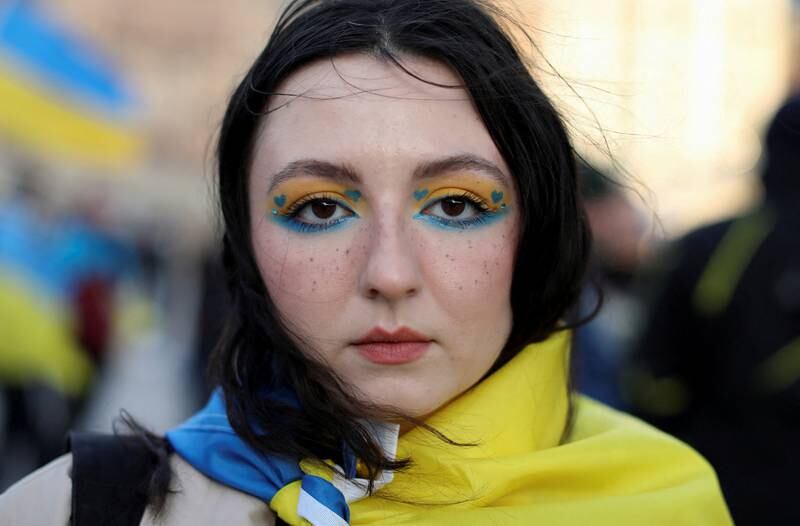 Anastasiya Kryvoho attends a candlelight vigil for Ukraine on the Orthodox Holy Saturday, in Toronto, Canada. Reuters