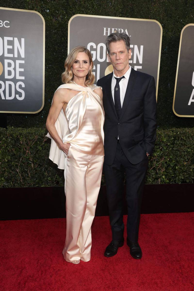 Kyra Sedgwick and Kevin Bacon attend the 78th annual Golden Globe Awards in Beverly Hills, California, on February 28, 2021. AFP