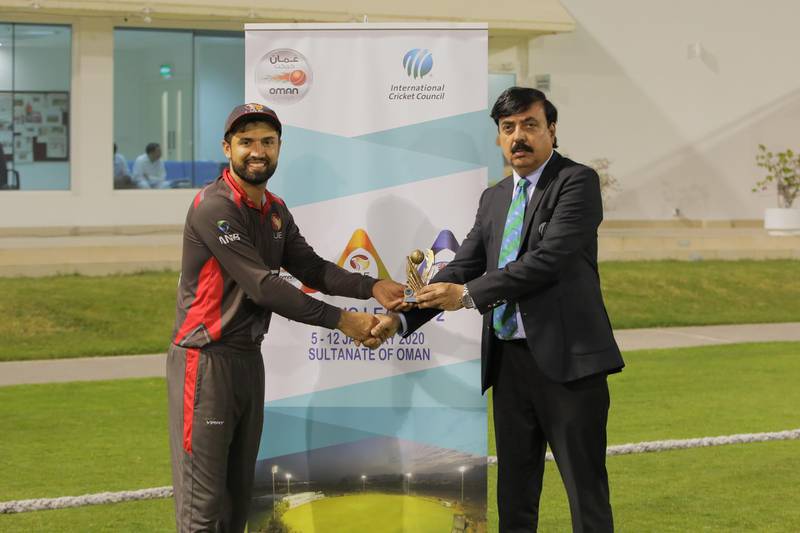 Rohan Mustafa  named man of the match. Courtesy Oman Cricket