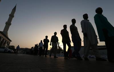 Muslims arrive shortly before sunset to break their fast in Dubai on May 23, 2018. EPA