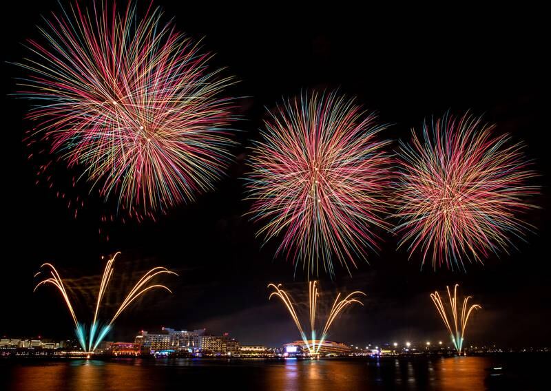 Fireworks above the Yas Bay waterfront mark Eid Al Fitr. Victor Besa / The National