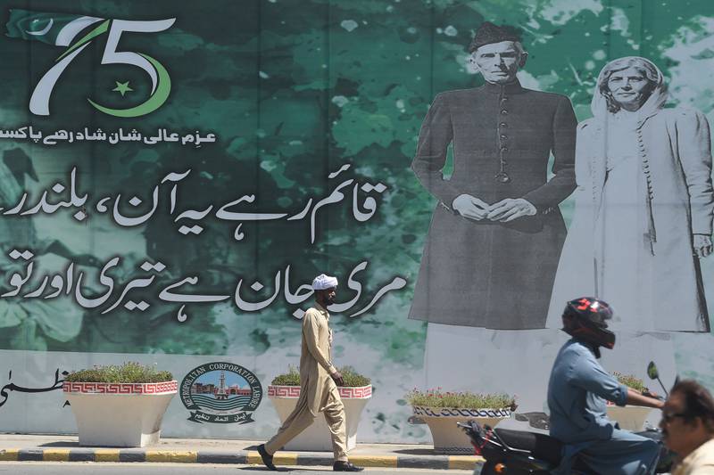 A poster in Lahore depicts Pakistan's first leader Muhammad Ali Jinnah and his sister Fatima Jinnah. AFP