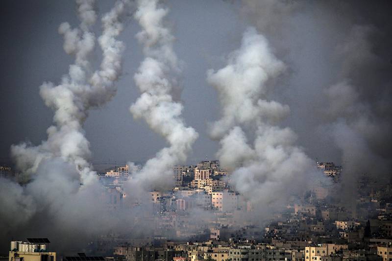Rockets fired from Gaza fly towards Israel. EPA