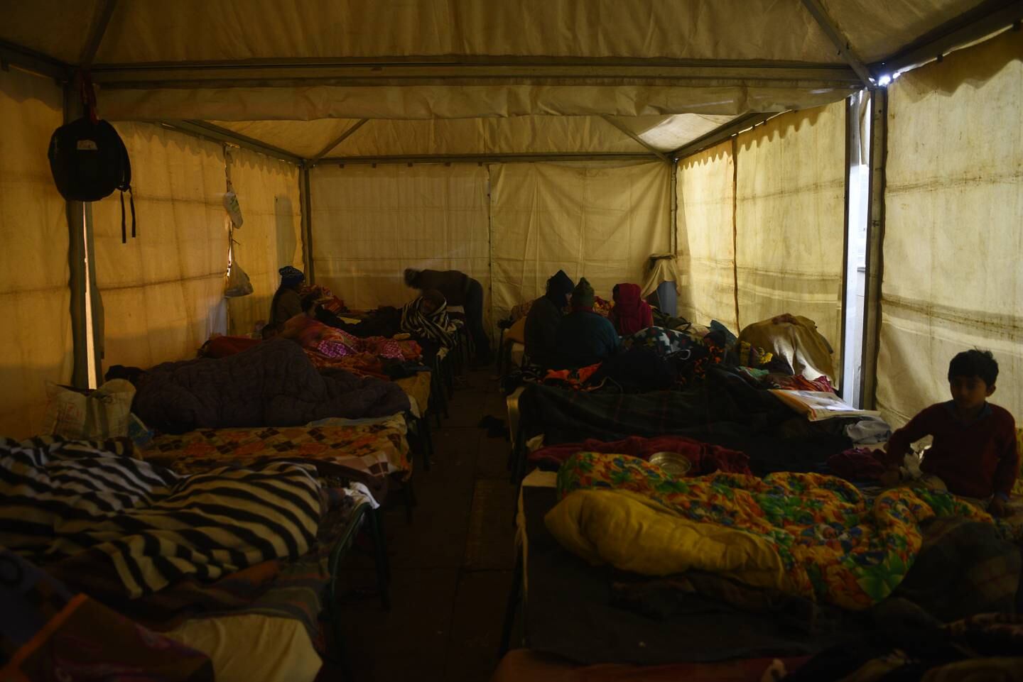The lucky few sleep in makeshift shelters. Photo: Taniya Dutta / The National