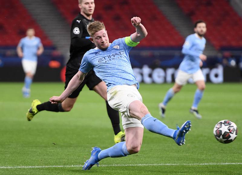 Centre-forward - Kevin de Bruyne (Manchester City). A superb goal killed the tie against Gladbach and served notice that De Bruyne, thriving in positions closer to goal in recent weeks, might just be the spearhead to take City to a Champions League final. AFP