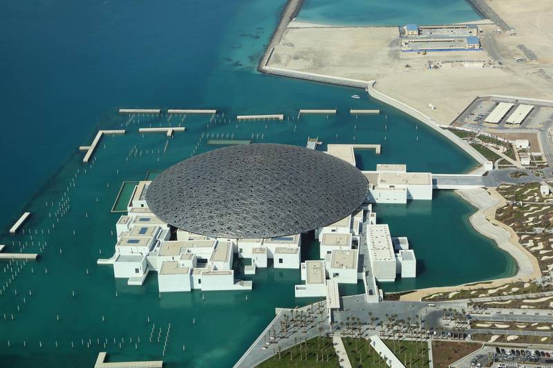 2AD79TC Louvre Abu Dhabi, Art Museum on the Persian Gulf with huge dome roof. Image shot 02/2018. Exact date unknown. Alamy