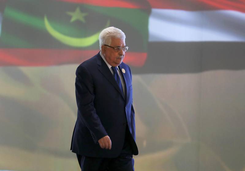 Palestinian President Mahmoud Abbas arrives before the start of 29th Arab Summit in Dhahran, Saudi Arabia, on April 15, 2018. Hamad I Mohammed / Reuters