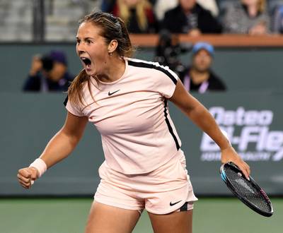 Mar 16, 2018; Indian Wells, CA, USA; Daria Kasatkina (RUS) as she defeated Venus Williams (not pictured) during her semifinal  in the BNP Paribas Open at the Indian Wells Tennis Garden. Mandatory Credit: Jayne Kamin-Oncea-USA TODAY Sports