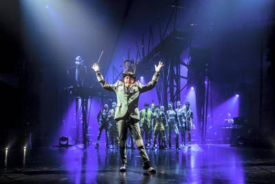 Characters include the Maestro, the Floating Woman, the Grand Ame and the Mini Maestro, accompanied by a troupe of fabulously talented artists. Courtesy Cirque du Soleil