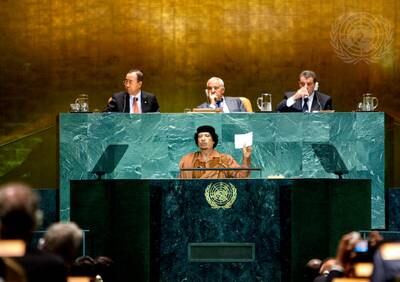Libyan leader Muammar Qaddafi famously addressed the UNGA for more than 90 minutes in 2009. Photo: UN 