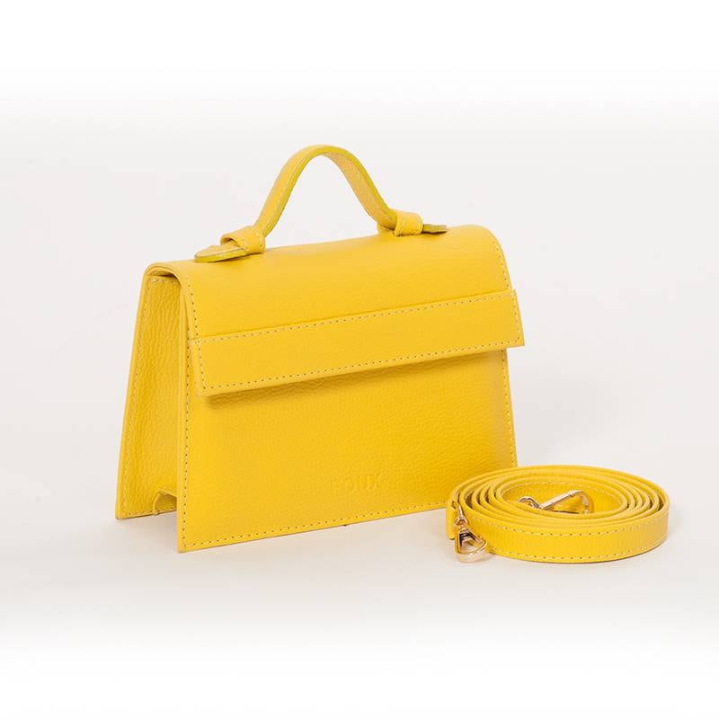 The Micro Foux bag in the shade Sunflower by Foux. 