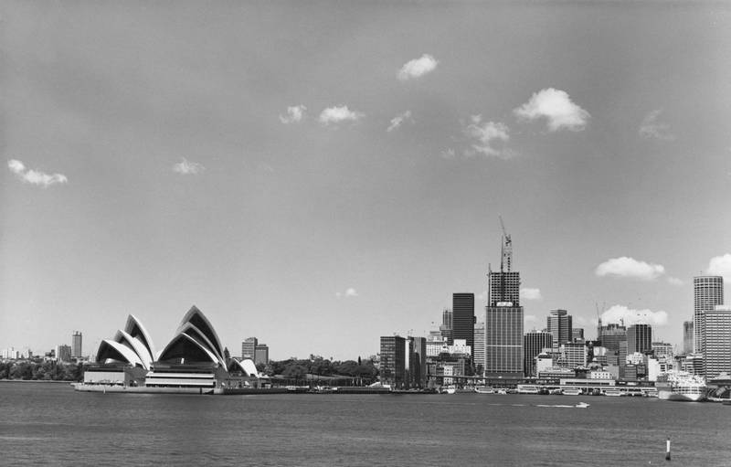 A view of Sydney, Australia, with the rercently completed Sydney Opera House on the left, 22nd November 1973. (Photo by J. R. T. Richardson/Fox Photos/Hulton Archive/Getty Images)