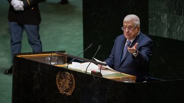 Palestinian President Mahmoud Abbas speaks at the UN General Assembly in New York. Bloomberg