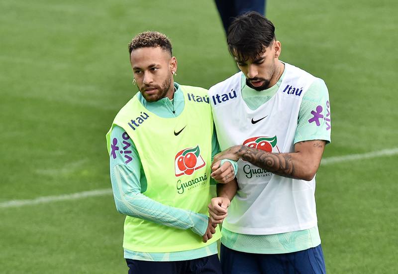 Brazil's Neymar alongside Lucas Paqueta. Reuters
