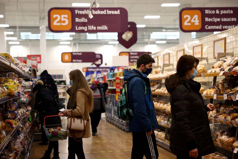 Shoppers in a Sainsbury's supermarket in London, on January 12.  Reuters