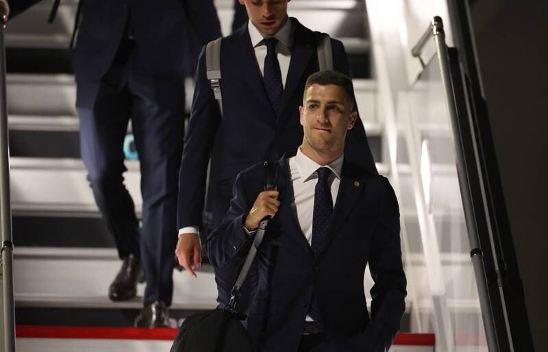 Portugal's Diogo Dalot after arriving in Doha. Reuters