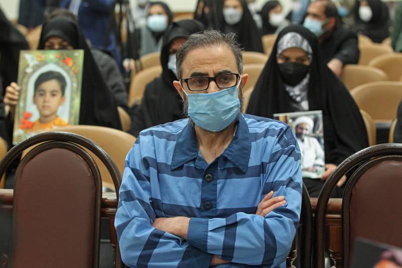 Habib Chaab attends the first hearing of his trial in Tehran on January 18, 2022. He was executed on Saturday. AFP