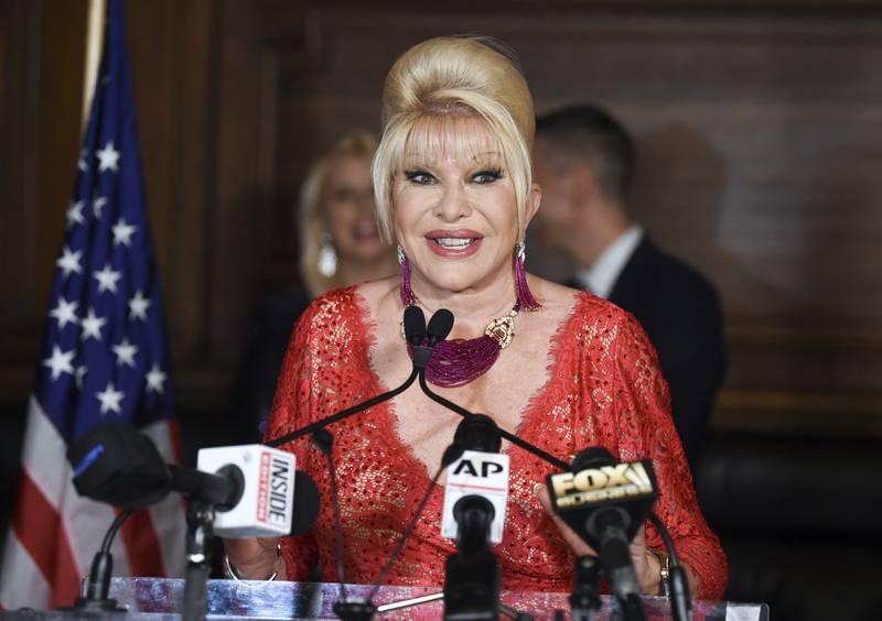 Ivana Trump speaks at an event in the Oak Room at the Plaza Hotel, New York, in June 2018.  AP