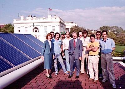Mr Carter unveils the solar panels at the White House. Photo: Jimmy Carter Presidential Library