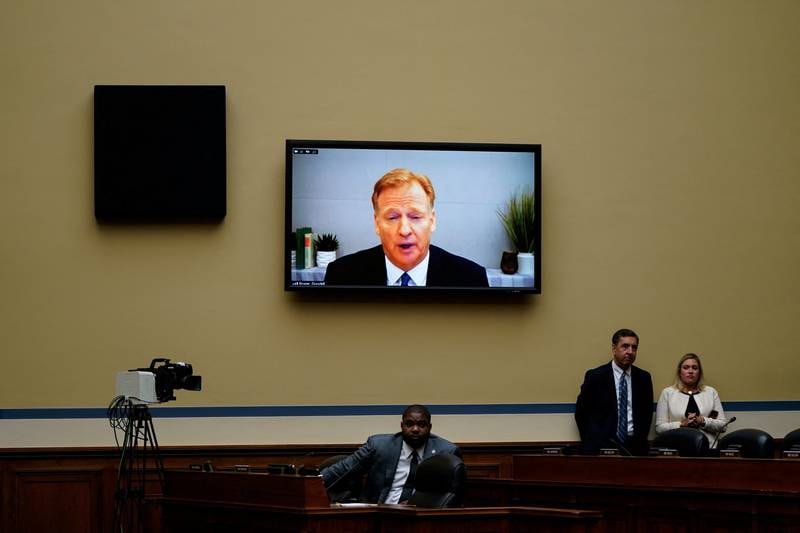 NFL Commissioner Roger Goodell testifies by video link. Reuters