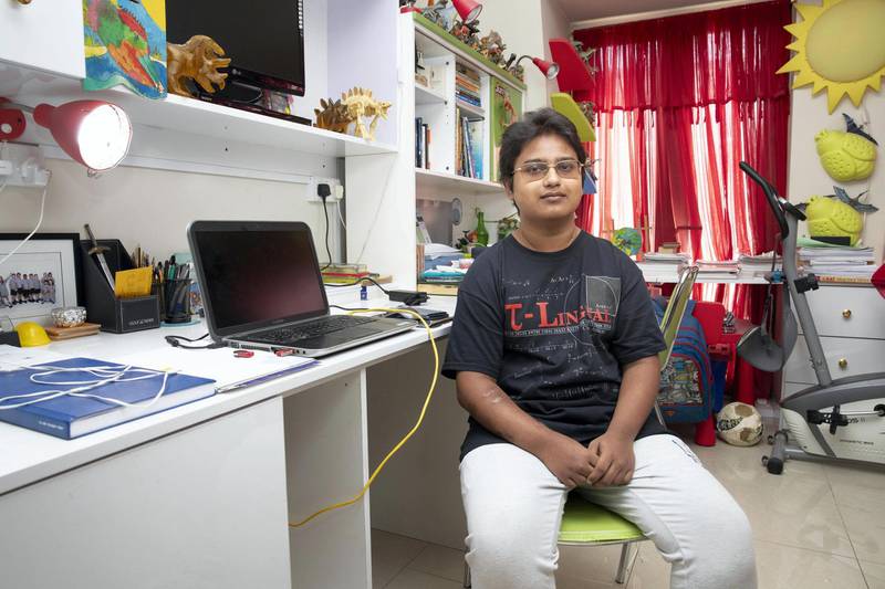 DUBAI, UNITED ARAB EMIRATES. 18 OCTOBER 2018. Pritvik Sinhadc, 14 year old wonder kid, who is the only person from the Middle East to be named as Science Scholar at World Science Fair. (Photo: Antonie Robertson/The National) Journalist: Patrick Ryan. Section: National.