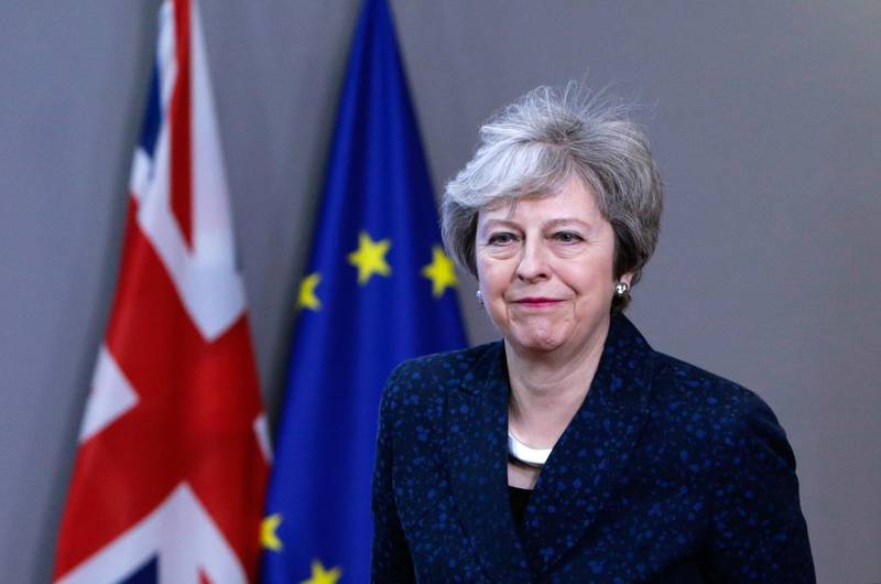 British Prime Minister Theresa May leaves after a meeting with the President of the European Council at the European Council in Brussels on February 7, 2019. / AFP / Aris Oikonomou
