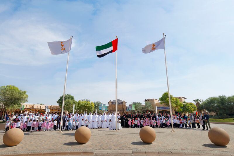 The flag is raised at Al Ain Zoo at a ceremonyu attended by the zoo's director, Ghanim Al Hajeri, and all staff. Photo: Al Ain Zoo