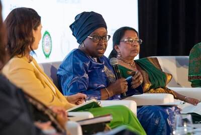 Bineta Diop, centre, at the International Conference on Women, Peace and Security in Abu Dhabi.