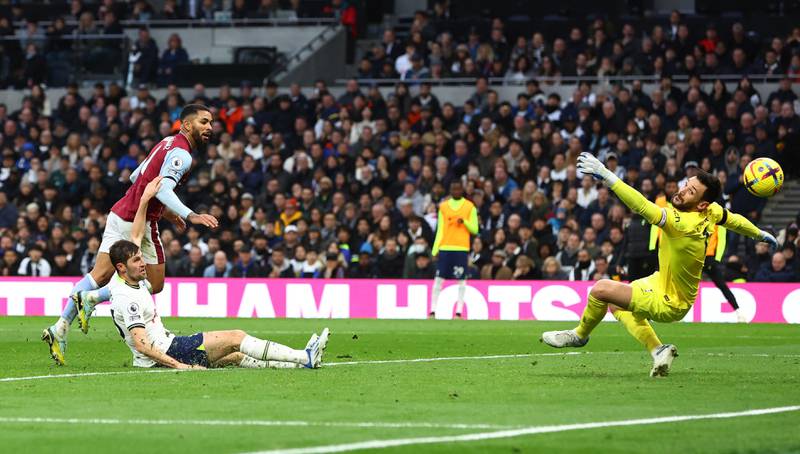 Aston Villa's Douglas Luiz makes it 2-0. Reuters