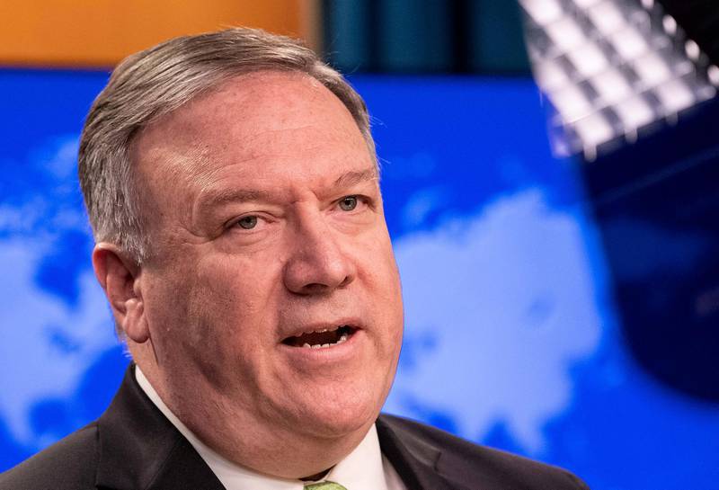 FILE PHOTO: U.S. Secretary of State Mike Pompeo speaks to the media at the State Department in Washington, U.S., May 20, 2020. Nicholas Kamm/Pool via REUTERS/File Photo