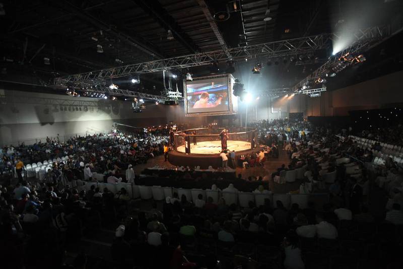 Thousands gathered to witness Abu Dhabi Fight Club's mixed martial arts fight in Abu Dhabi on October 22, 2010. Sammy Dallal / The National