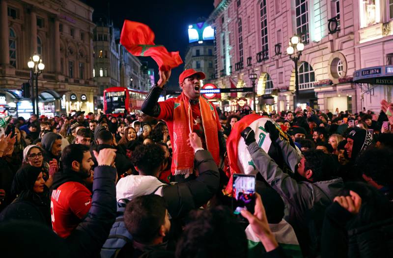 Morocco fans in London after the Morocco v Portugal match. Reuters
