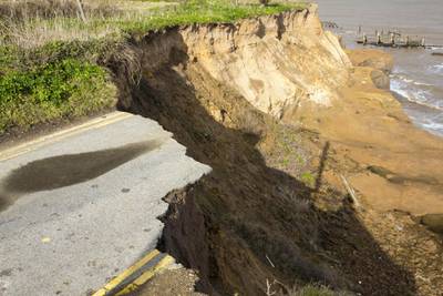  Mandatory Credit: Photo by Global Warming Images/Shutterstock (5353110a)A road eroded and dropping off into the North sea at Happisburgh, Norfolk, a rapidly eroding section of coastline, UK.VARIOUS 