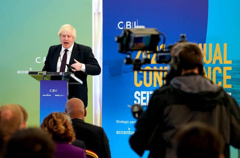 Boris Johnson spoke at the CBI annual conference in South Shields on Monday, where at one point he lost his place for almost 30 seconds, and referenced theme park 'Peppa Pig World'. PA