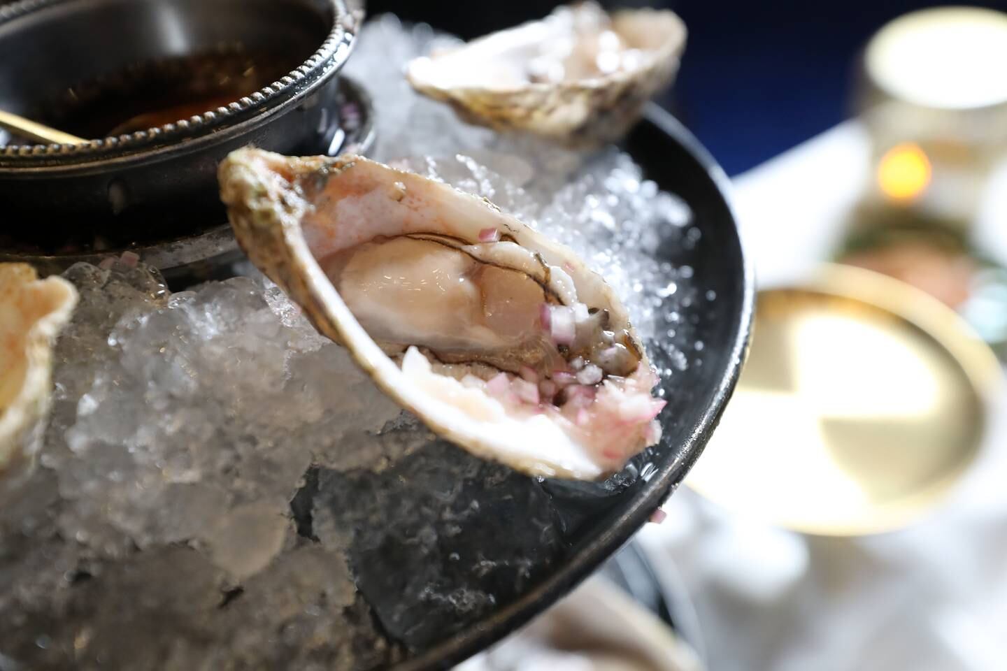 Oysters at Dubai's new ice bar. Chris Whiteoak / The National