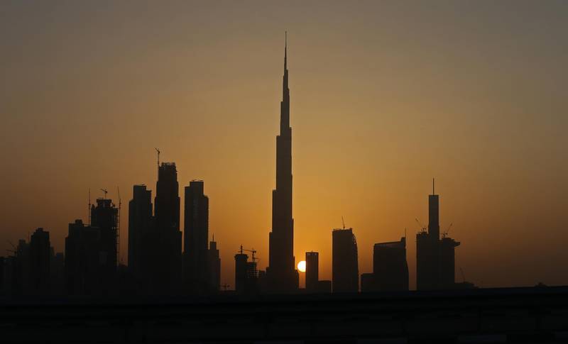 epa06783965 (30/43) The sun sets behind the world's tallest completed building, the Burj Khalifa rising high in the skyline above all other buildings of Dubai, United Arab Emirates, 24 March 2018. The megatall Burj Khalifa was completed in 2010 and is 828 meters tall and has 163 floors. The sky is the limit when it comes to tall buildings, which has sparked a worldwide race between nations to construct ever higher.  EPA/ALI HAIDER ATTENTION: For the full PHOTO ESSAY text please see Advisory Notice epa06783935