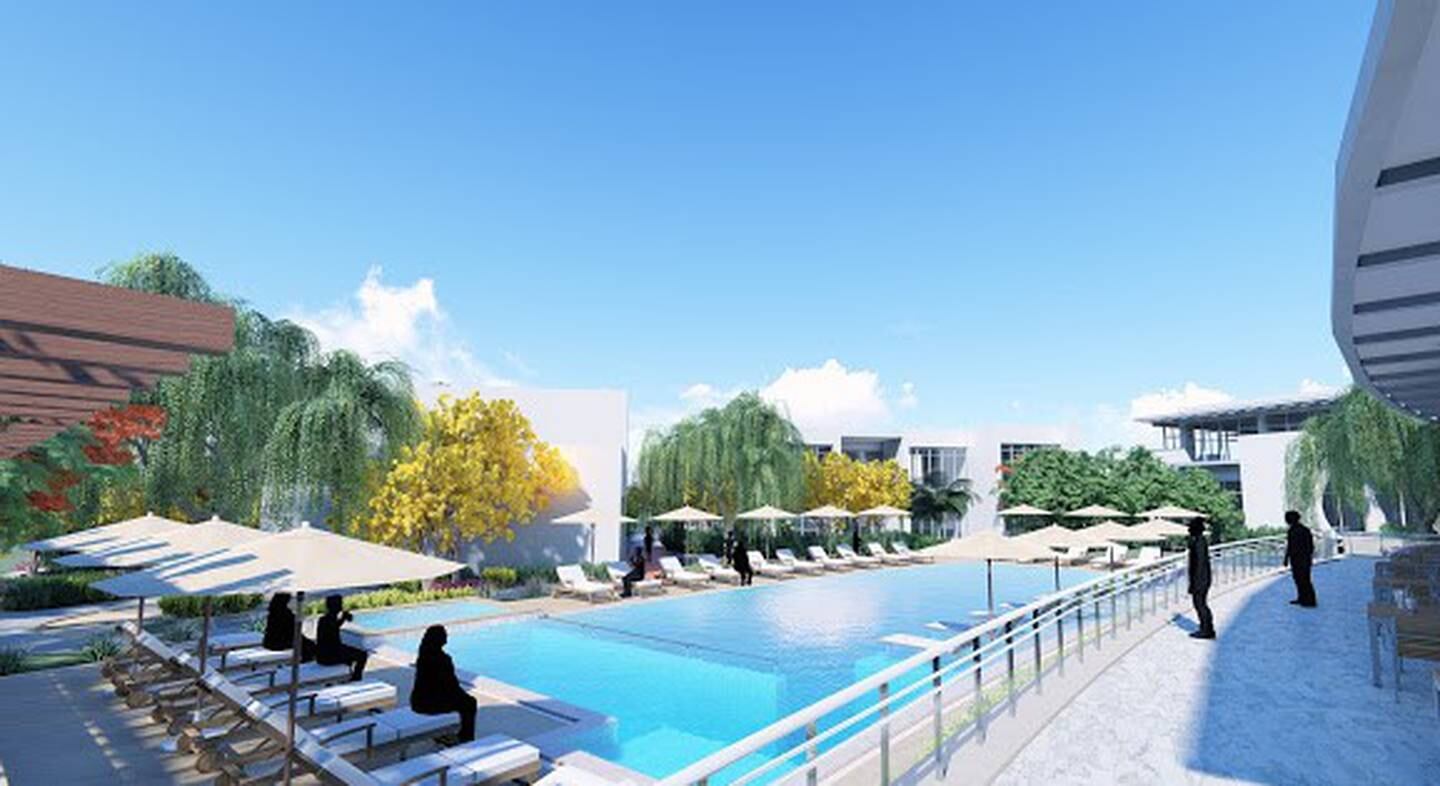 An artist's impression of the pool at Zoya Health & Wellbeing Resort, Ajman