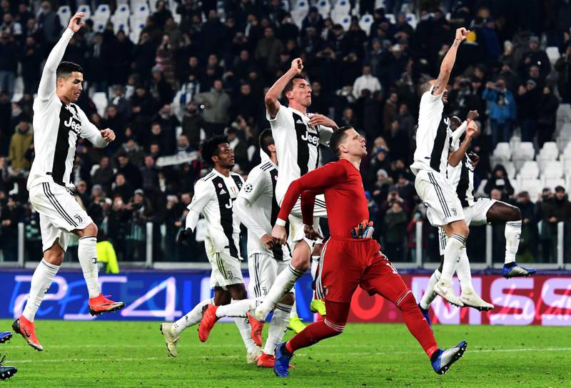 Juventus players celebrate. AFP