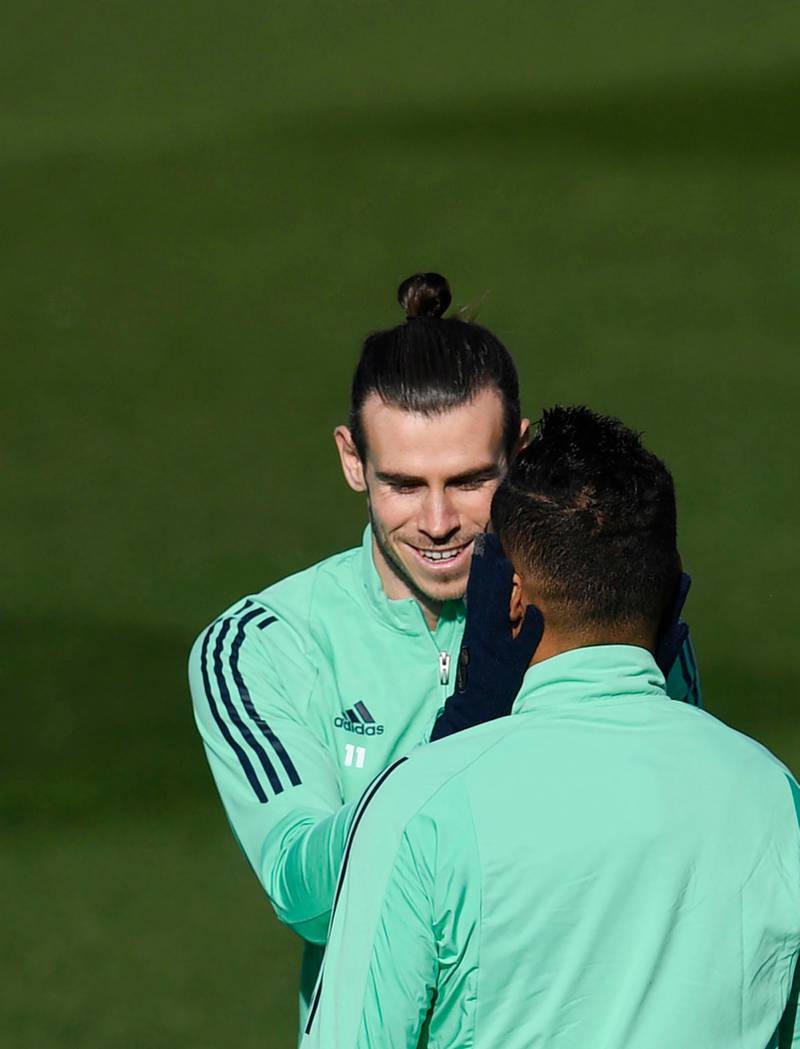 Real Madrid's Welsh forward Gareth Bale attends a training session at the Real Madrid City sports facilities in Madrid. AFP