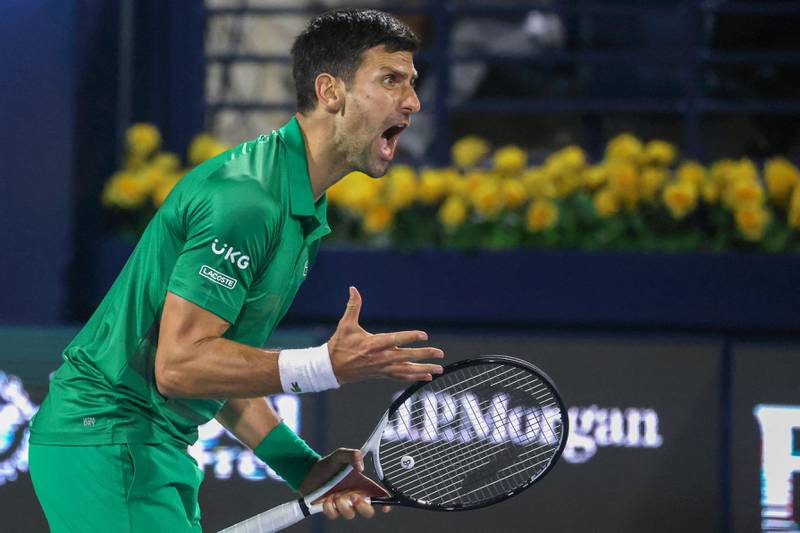 Novak Djokovic won his opening match of the Dubai Duty Free Tennis Championship against Lorenzo Musetti on Monday, February 21, 2022. AFP