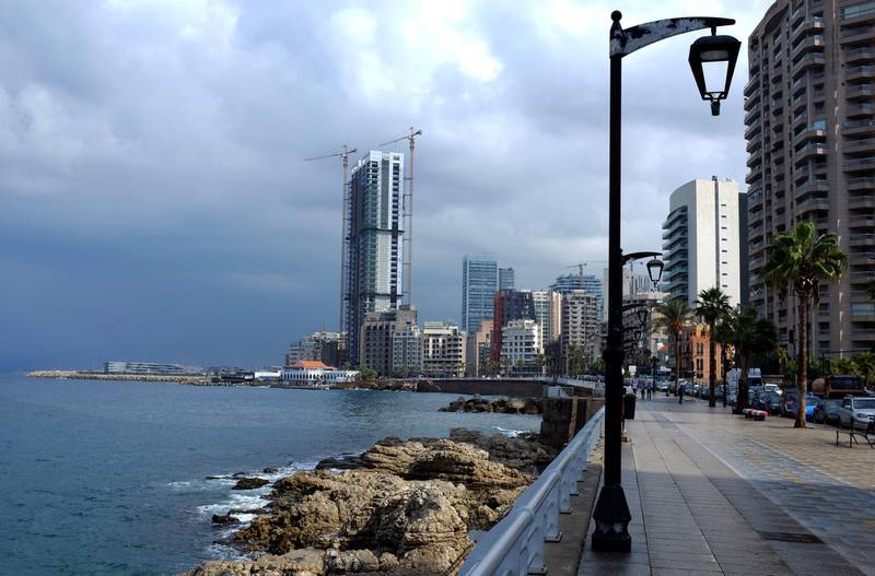 The skyline of Beirut's corniche is seen on October 7, 2015. Lebanon is buzzing with buildings as developers have turned old buildings into high-end to make fast economic gains and the growth in the real estate sector had a negative impact on the historical buildings spreading across the capital Beirut. AFP PHOTO / PATRICK BAZ / AFP PHOTO / PATRICK BAZ