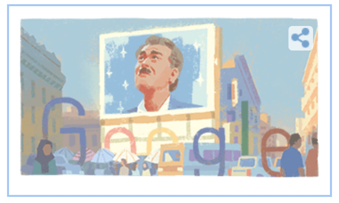The June 4 Google Doodle celebrates actor Mahmoud Abdel Aziz on what would have been his 76th birthday. Photo: Google