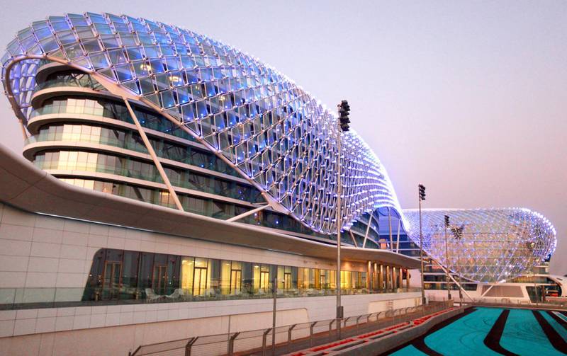 United Arab Emirates - Abu Dhabi - January 10th, 2010 - The Yas Hotel and Race track at sunset.  (Galen Clarke/The National) 