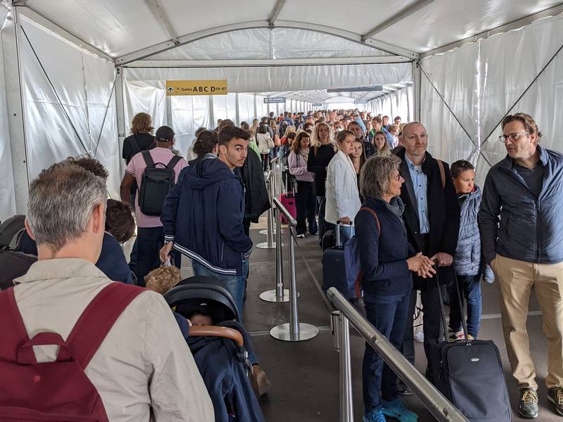 Passengers wait at Schiphol airport in Amsterdam. Photo: Twitter